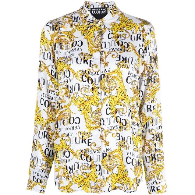 Marškiniai ilgomis rankovėmis moterims, Balta, Logo couture shirts