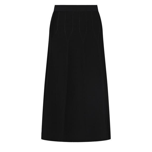 Midi sijonas moterims, Juoda, Knitted skirt