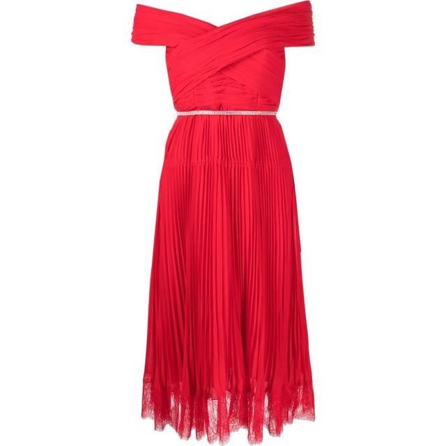 Midi suknelė moterims, Raudona, Off shoulder midi dress