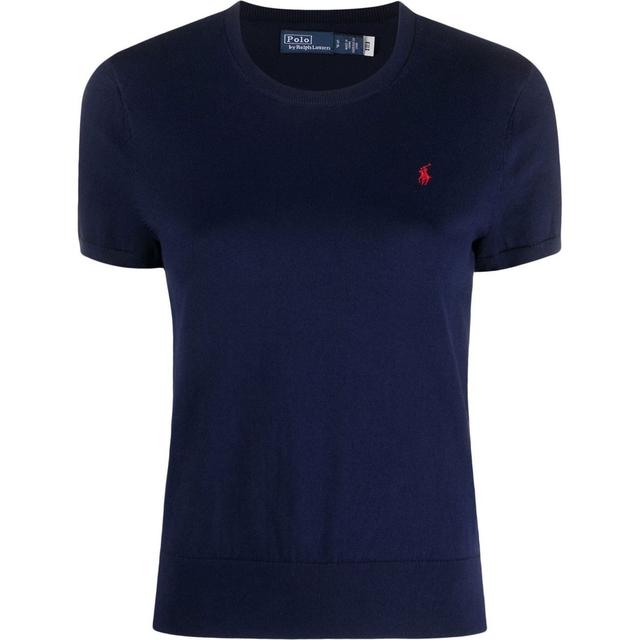 Megztinis moterims, Mėlyna, Short sleeve pullover