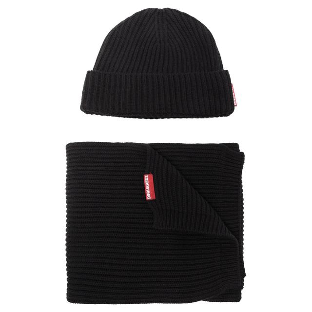 Skrybėlė vyrams, Juoda, Warmy knit set (hat and scarf)