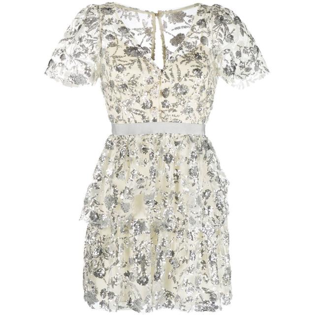 Mini suknelė moterims, Kūno, Sequinned tiered mini dress