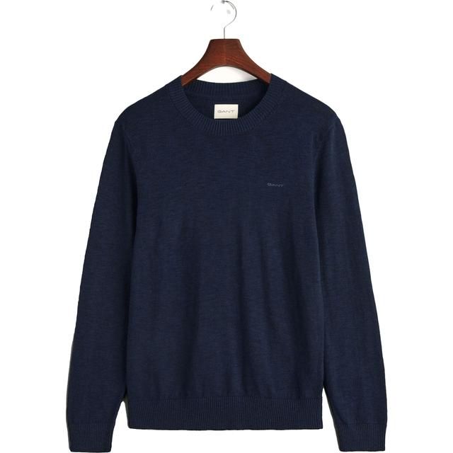 Megztinis vyrams, Mėlyna, COTTON LINEN C-NECK
