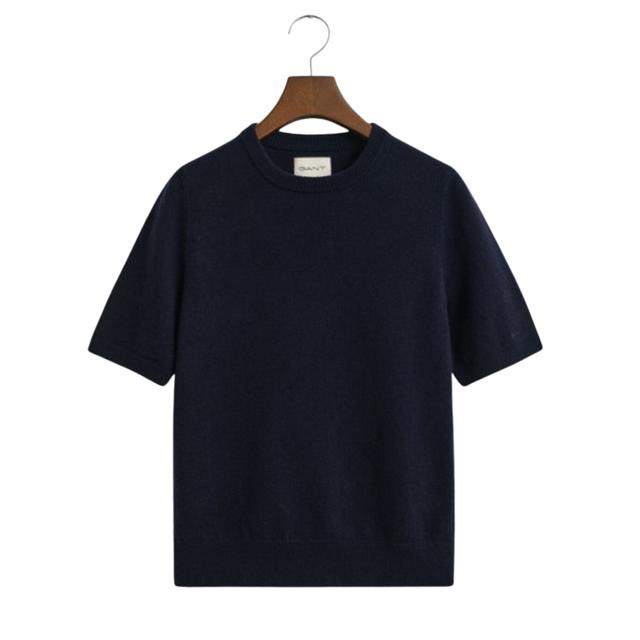 Megztinis moterims, Mėlyna, superfine lambswool ss c-neck