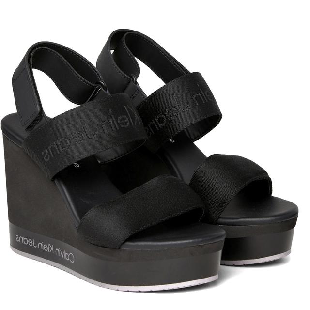 Basutės moterims, Juoda, Wedge sandal webbing
