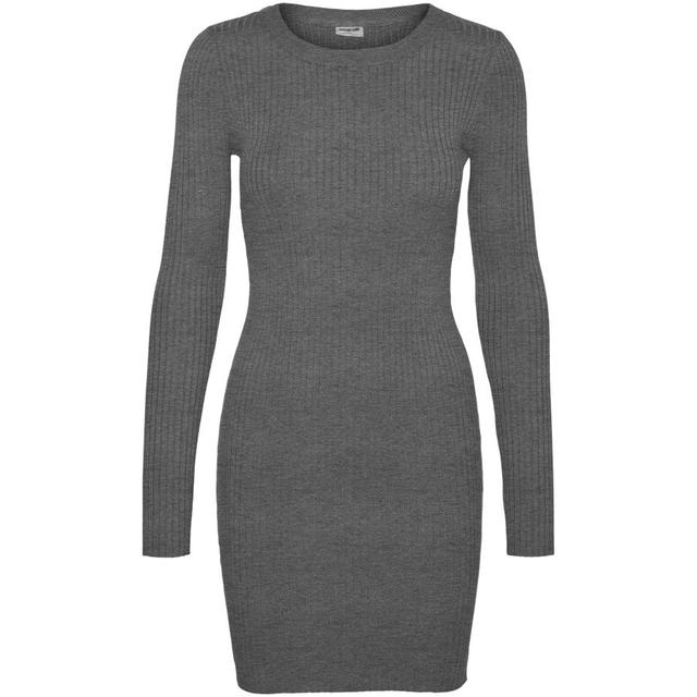Mini suknelė moterims, Pilka, NMSHIP L/S O-NECK RIB