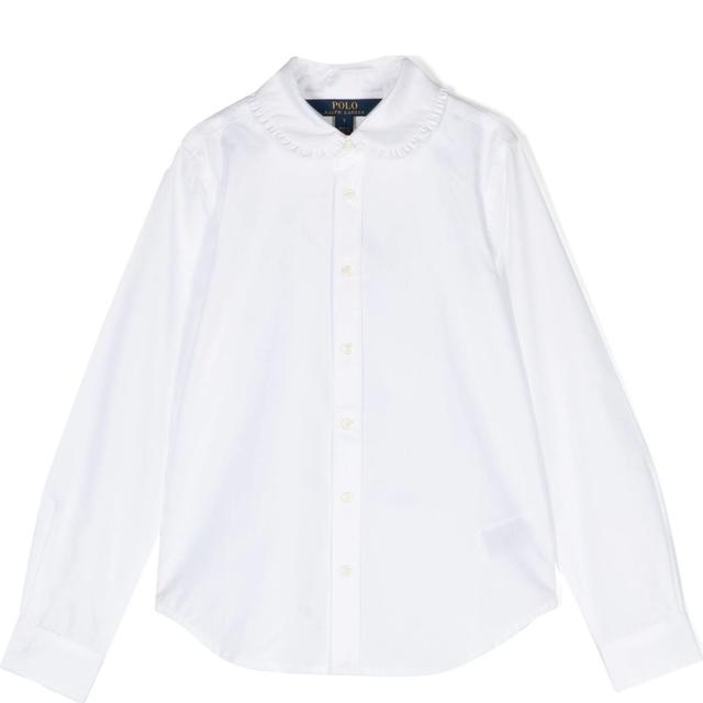 Marškiniai ilgomis rankovėmis mergaitėms, Balta, Button front shirt