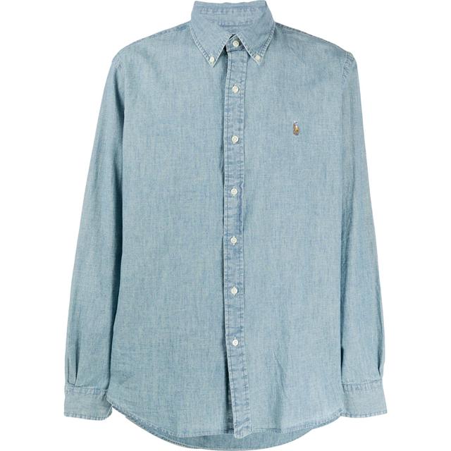 Marškiniai ilgomis rankovėmis vyrams, Mėlyna, Custom fit chambray shirt