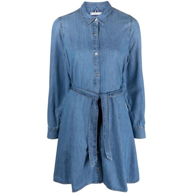 Midi suknelė moterims, blue, Denim belted dress lyra