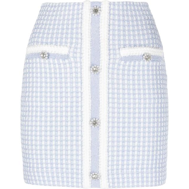 Mini sijonas moterims, Mėlyna, Blue lurex knitted mini skirt