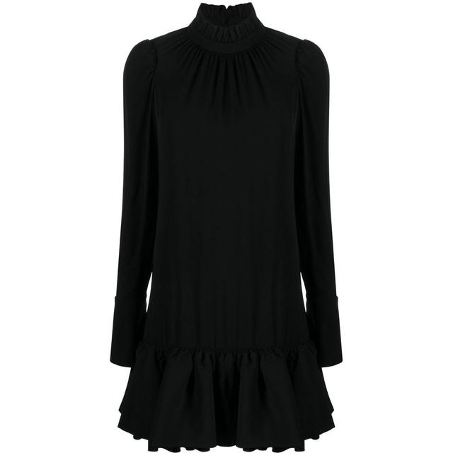 Mini sijonas moterims, Juoda, Long sleeve turtleneck dress