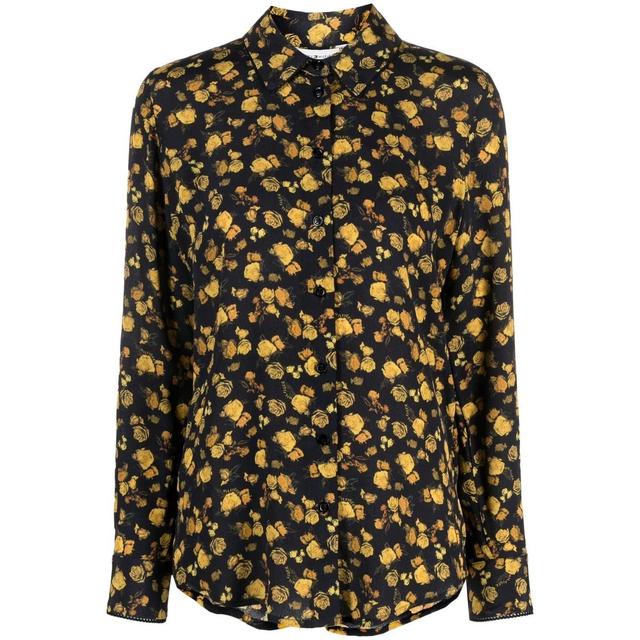 Marškiniai ilgomis rankovėmis moterims, Marga, Moss regular crepe rose shirt