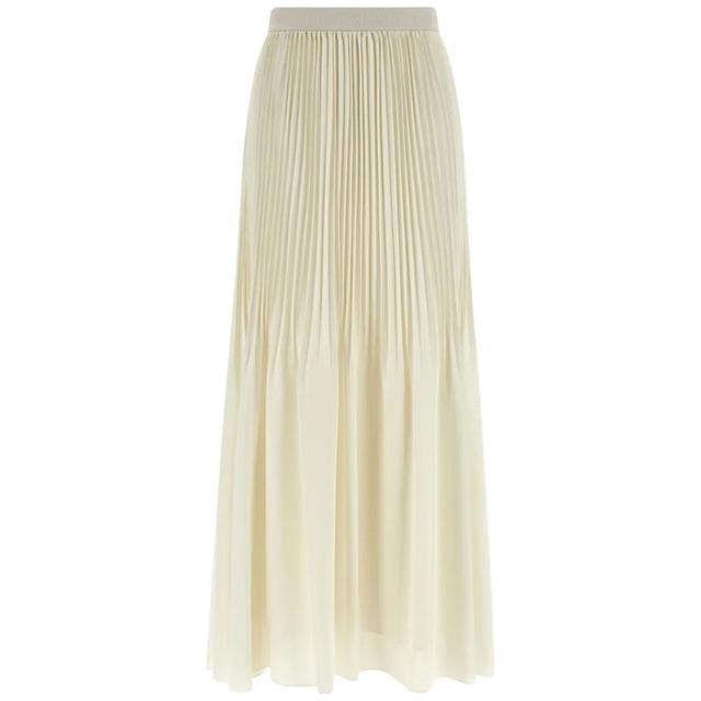 Maxi sijonas moterims, Balta, Pleated logo waistband skirt