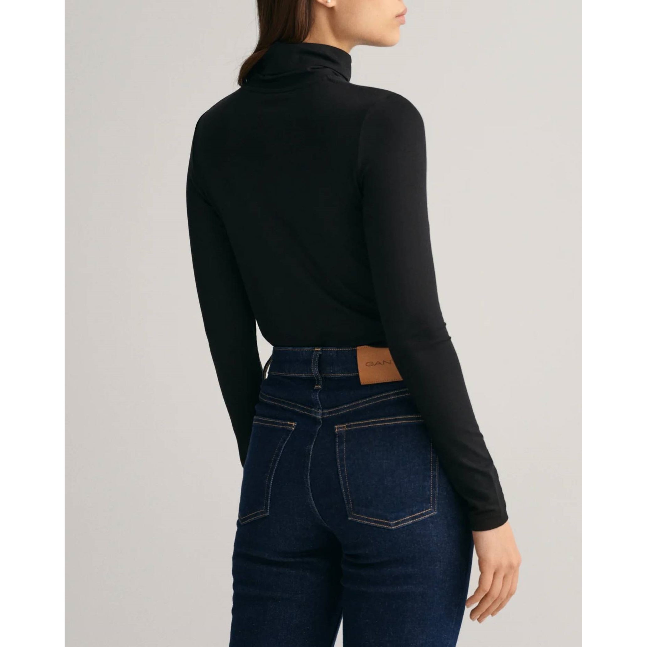 GANT Megztinis moterims, Juoda, SLIM LS TURTLENECK 3