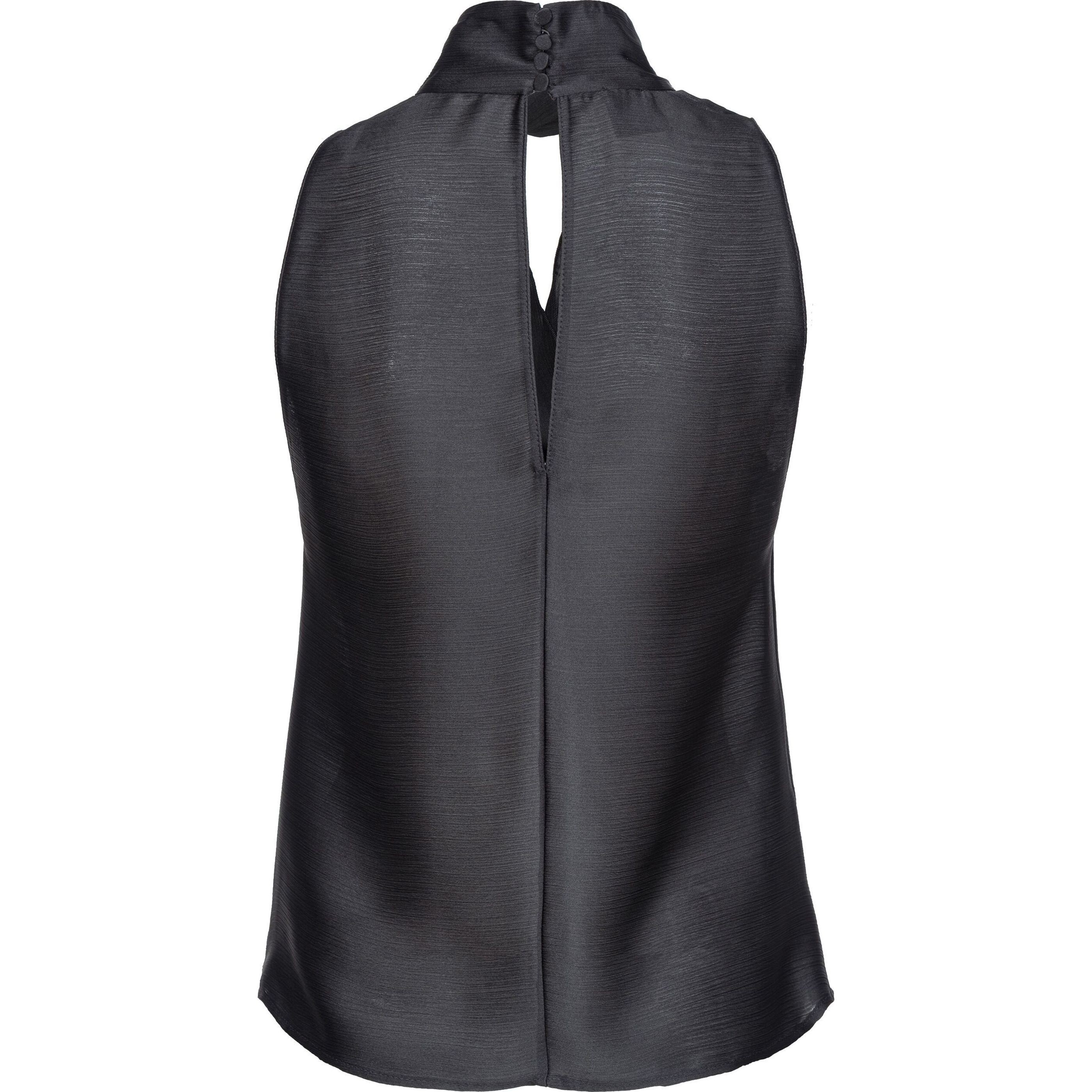 PINKO Marškiniai be rankovių moterims, Juoda, Draped satin blouse 2
