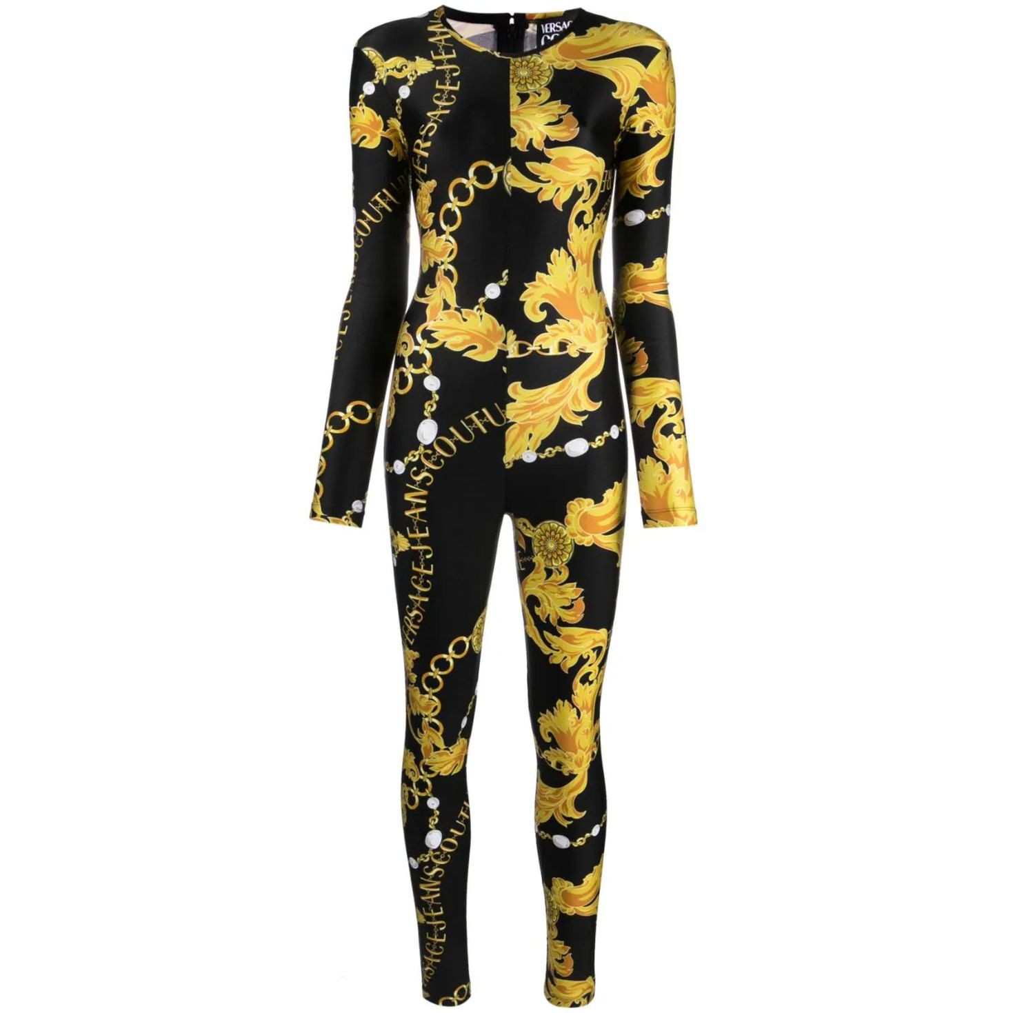 VERSACE JEANS CUTURE Kostiumas moterims, Juoda, Chain couture jumpsuit 1