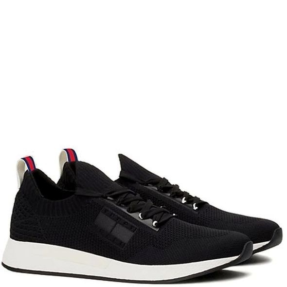 TOMMY JEANS Laisvalaikio bateliai vyrams, Juoda, Elevated knitted leisure 1