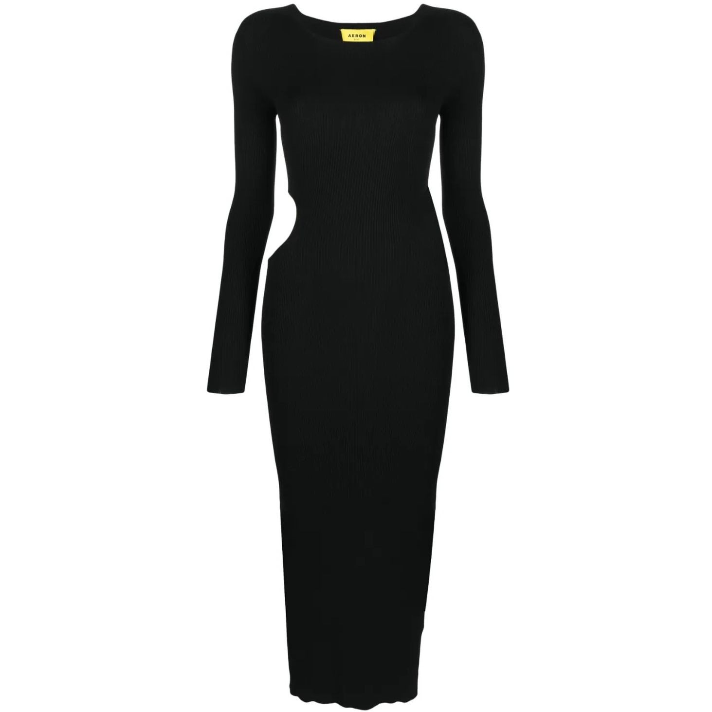 AERON Maxi suknelė moterims, Juoda, Ribbed cut-out maxi dress 1
