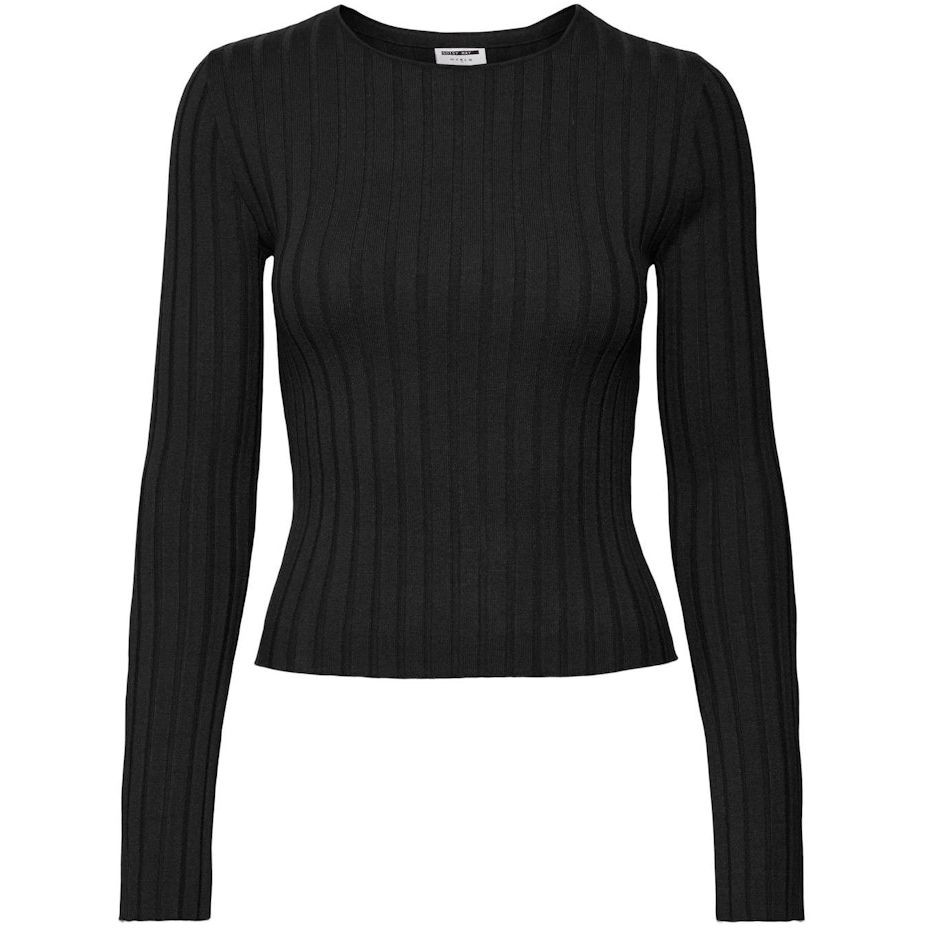 NOISY MAY Megztinis moterims, Juoda, NMFREY L/S O-NECK KNI 1