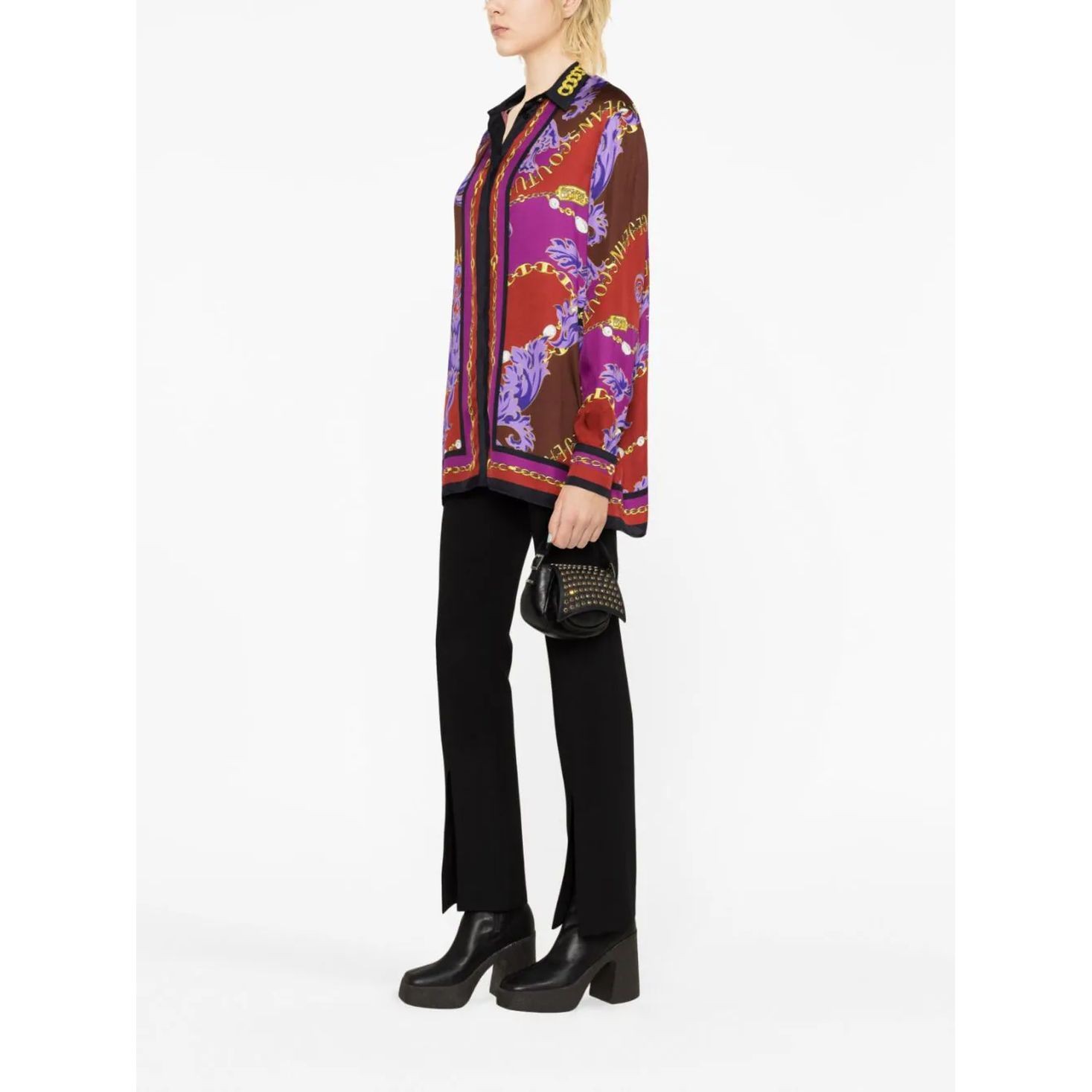 VERSACE JEANS CUTURE Marškiniai ilgomis rankovėmis moterims, purple, Chain couture shirt 4