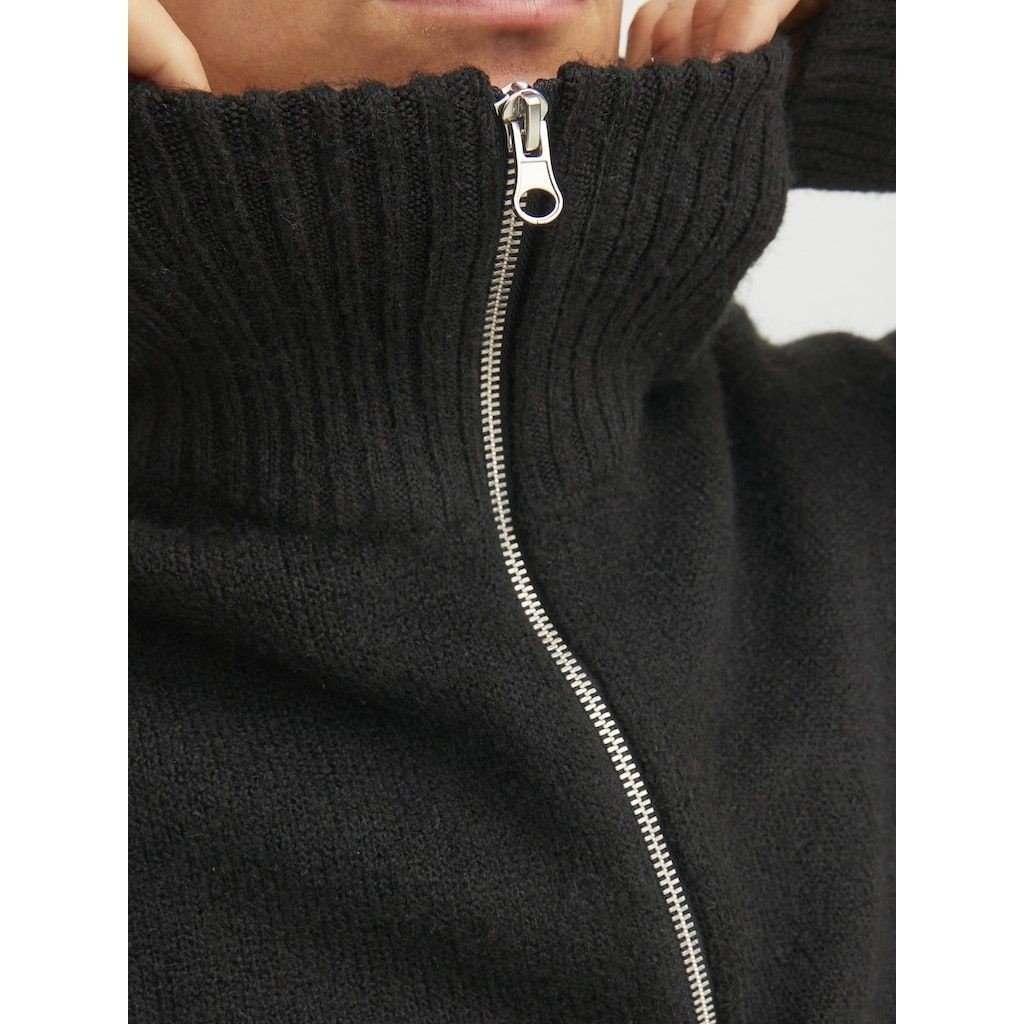 JACK & JONES Megztinis vyrams, Juoda, JOROLLIE KNIT HALF ZIP 6
