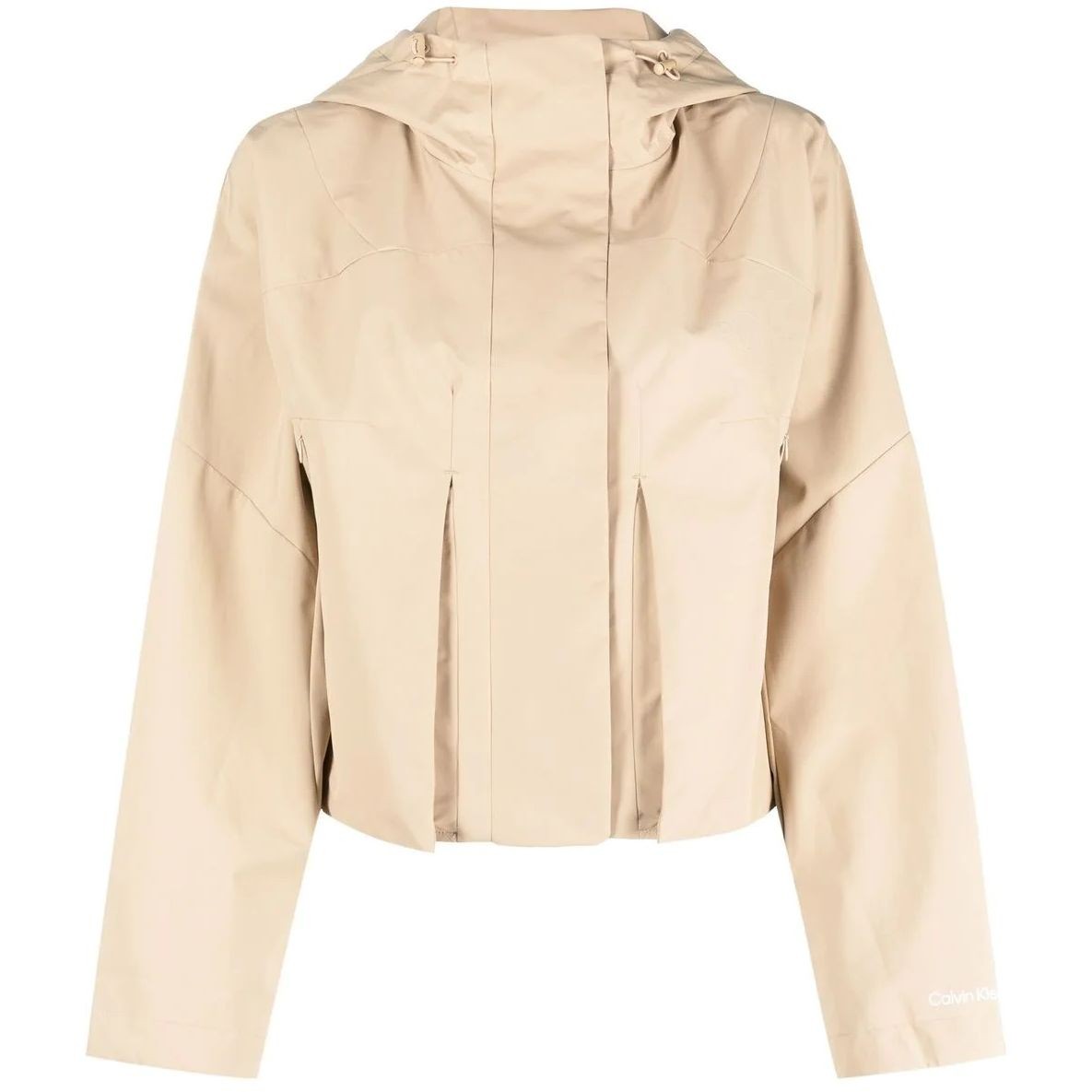 CALVIN KLEIN JEANS Pūkinė striukė moterims, Smėlio, Cropped hooded jacket 1