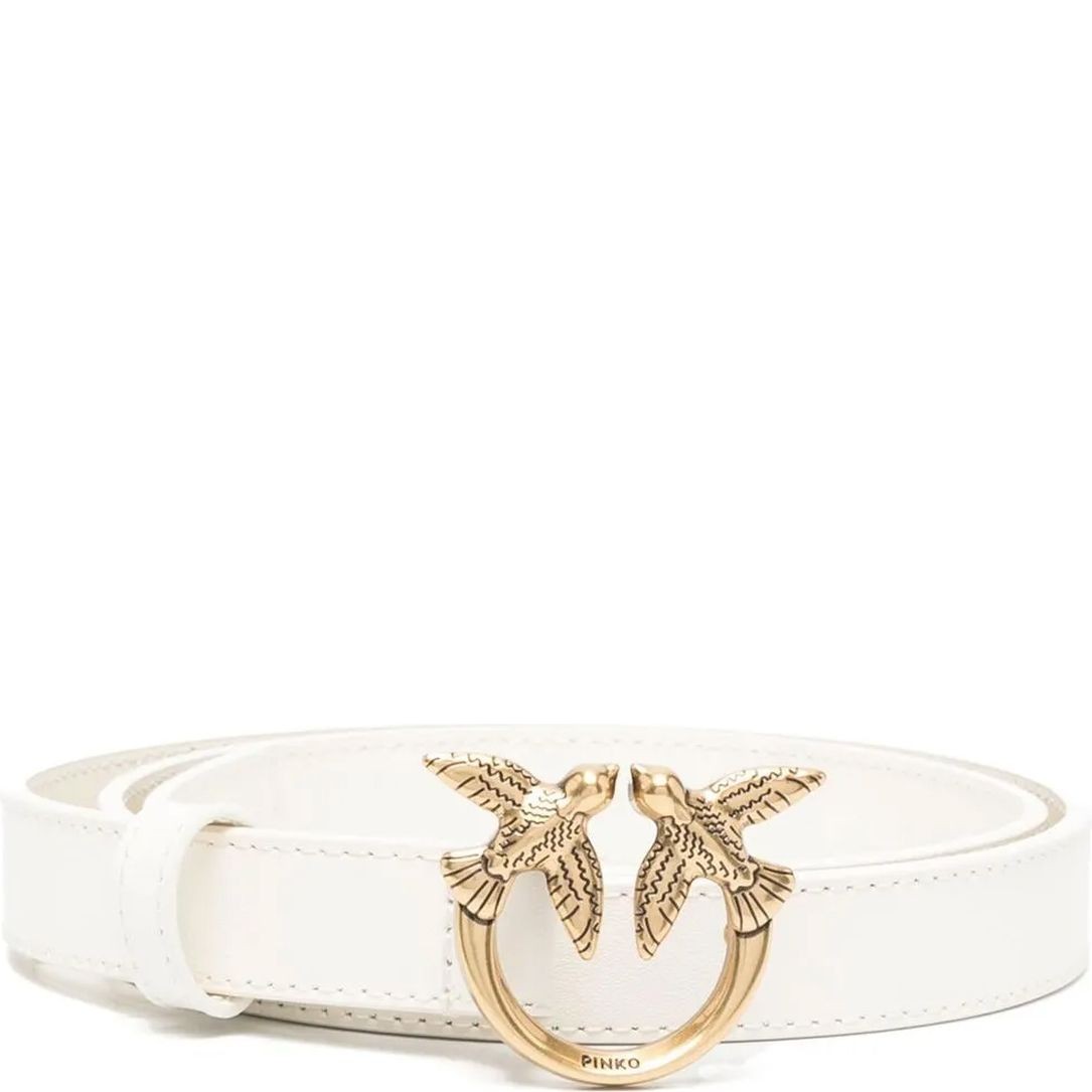 PINKO Diržas moterims, Balta, Love bird leather belt 1
