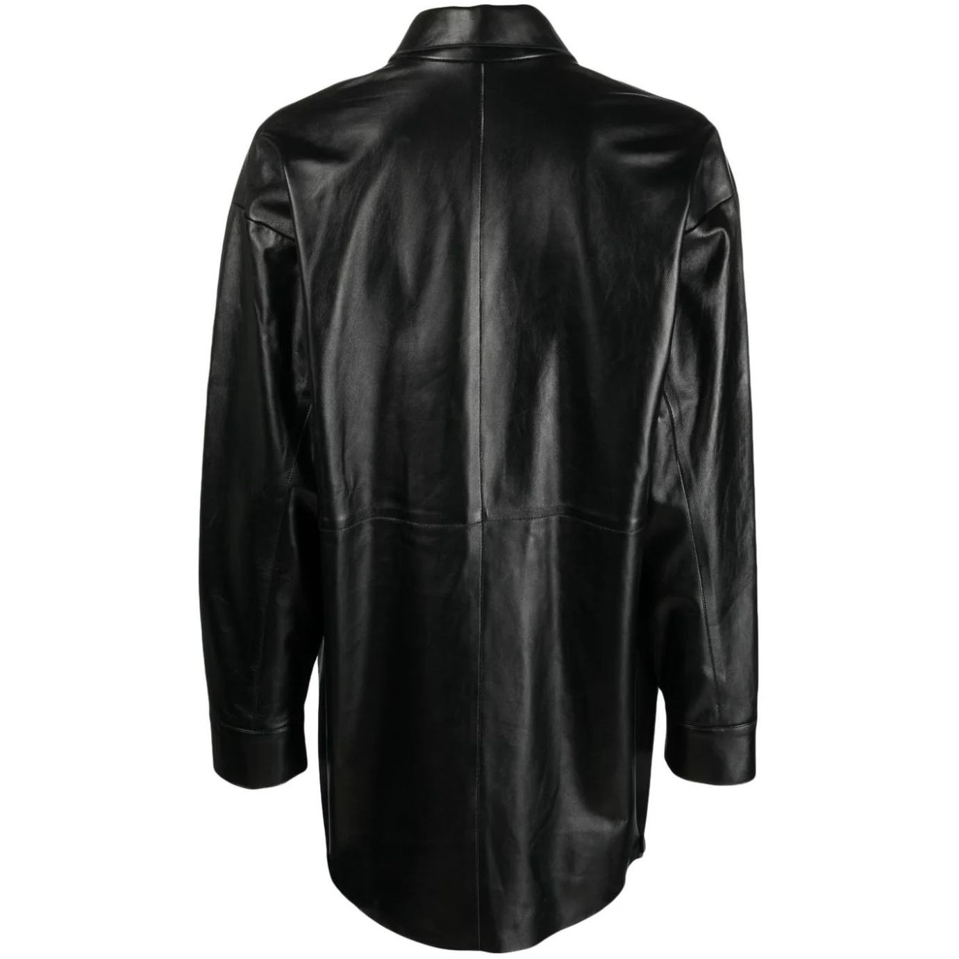 AERON Marškiniai ilgomis rankovėmis moterims, Juoda, Leather ring-fastened shirt 2
