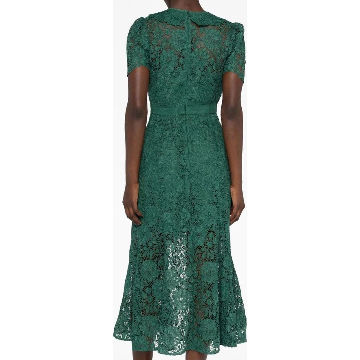 SELF PORTRAIT Midi suknelė moterims, Žalia, Green cord lace midi dress 3