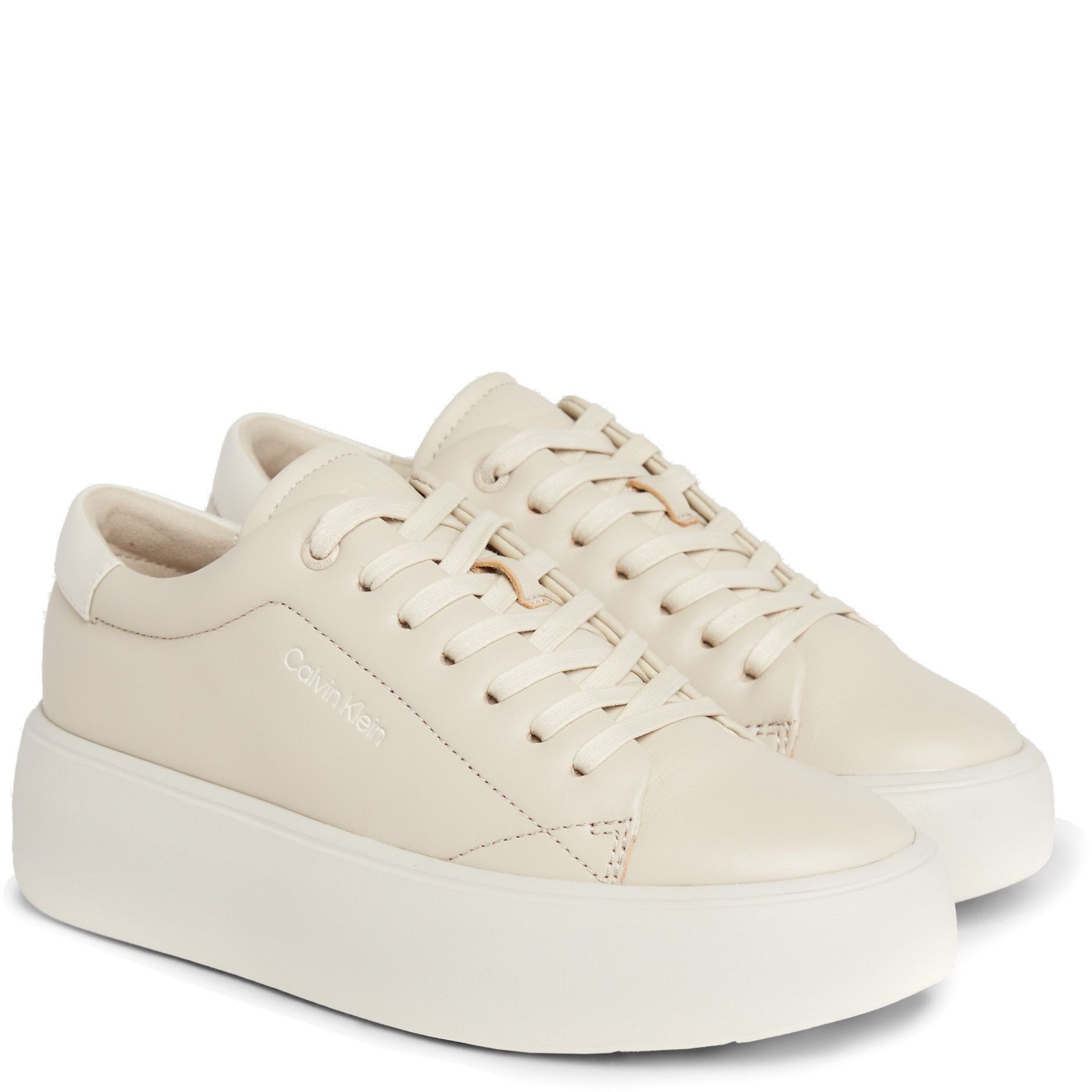 CALVIN KLEIN Laisvalaikio bateliai moterims, Smėlio, Flatform lace up leisure 1