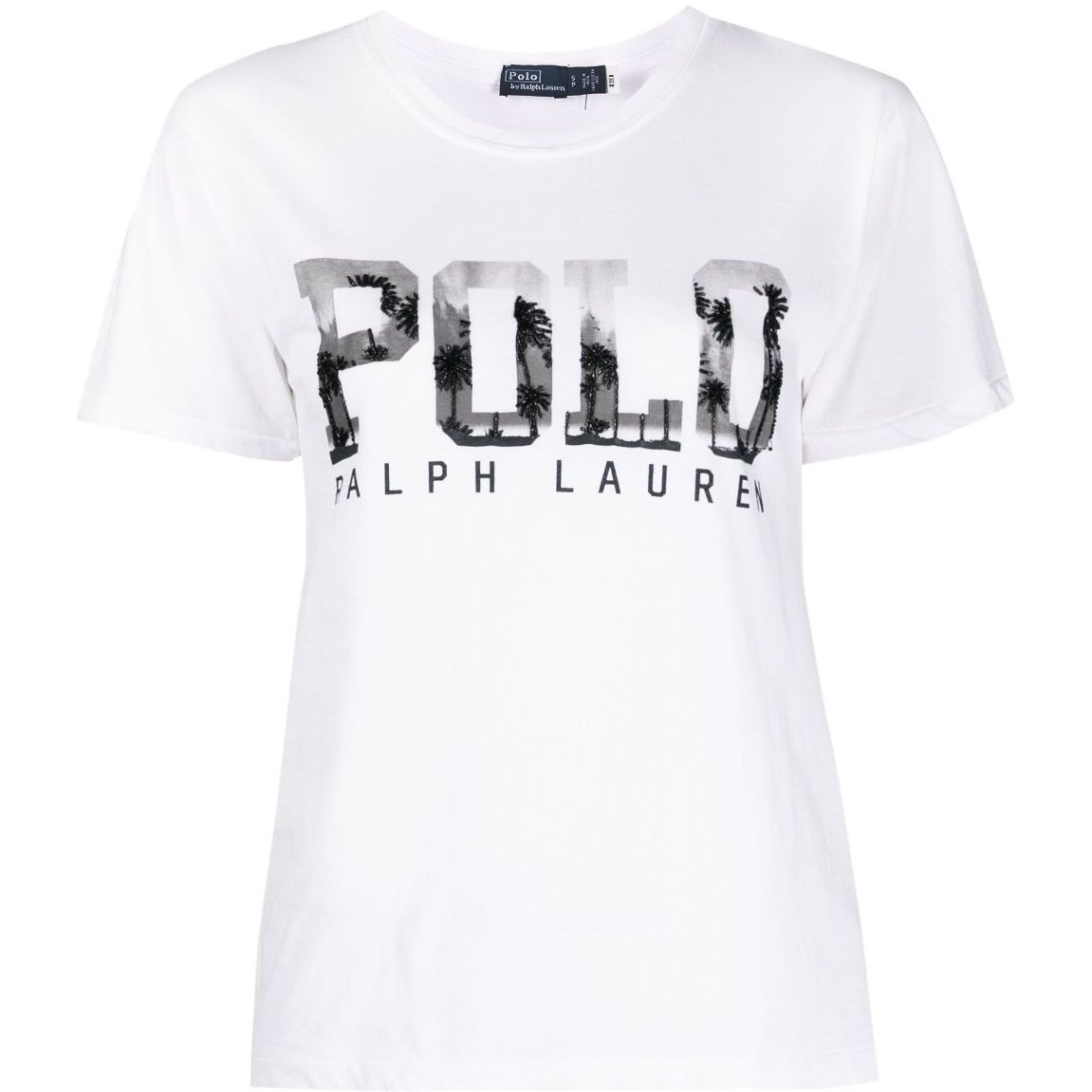 POLO RALPH LAUREN Marškinėliai trump. rankovėmis moterims, Balta, Polo palm short sleeve t-shirt