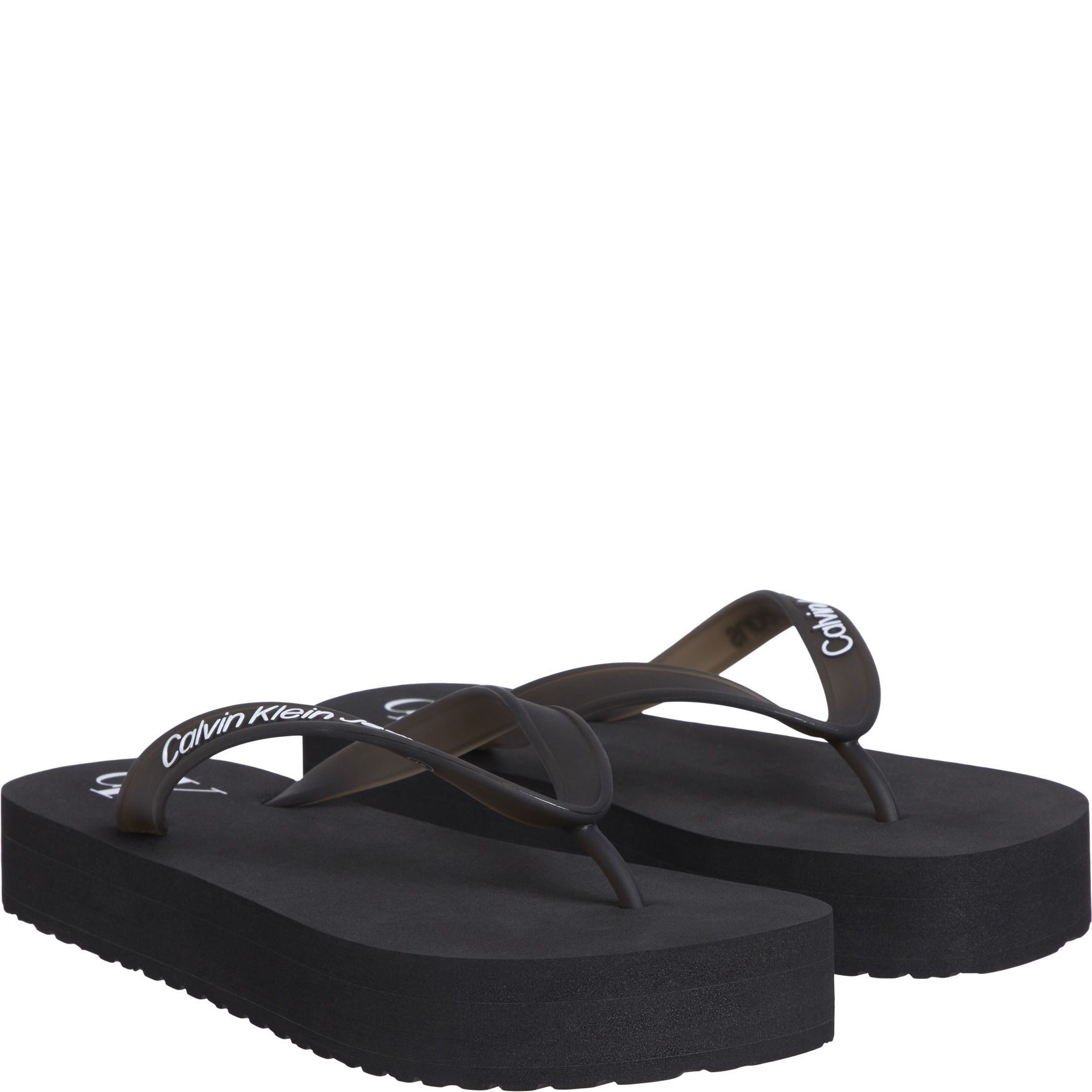 CALVIN KLEIN JEANS Pliažo šlepetės per pirštą moterims, Juoda, Beach sandal flatform 1
