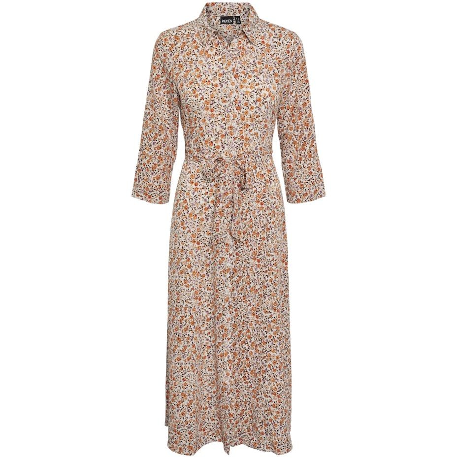 PIECES Midi suknelė moterims, Raudona, PCAURA 3/4 ANKLE DRES 1