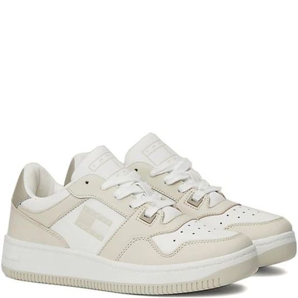 TOMMY JEANS Laisvalaikio bateliai moterims, Smėlio, Retro basket tonal logo 1