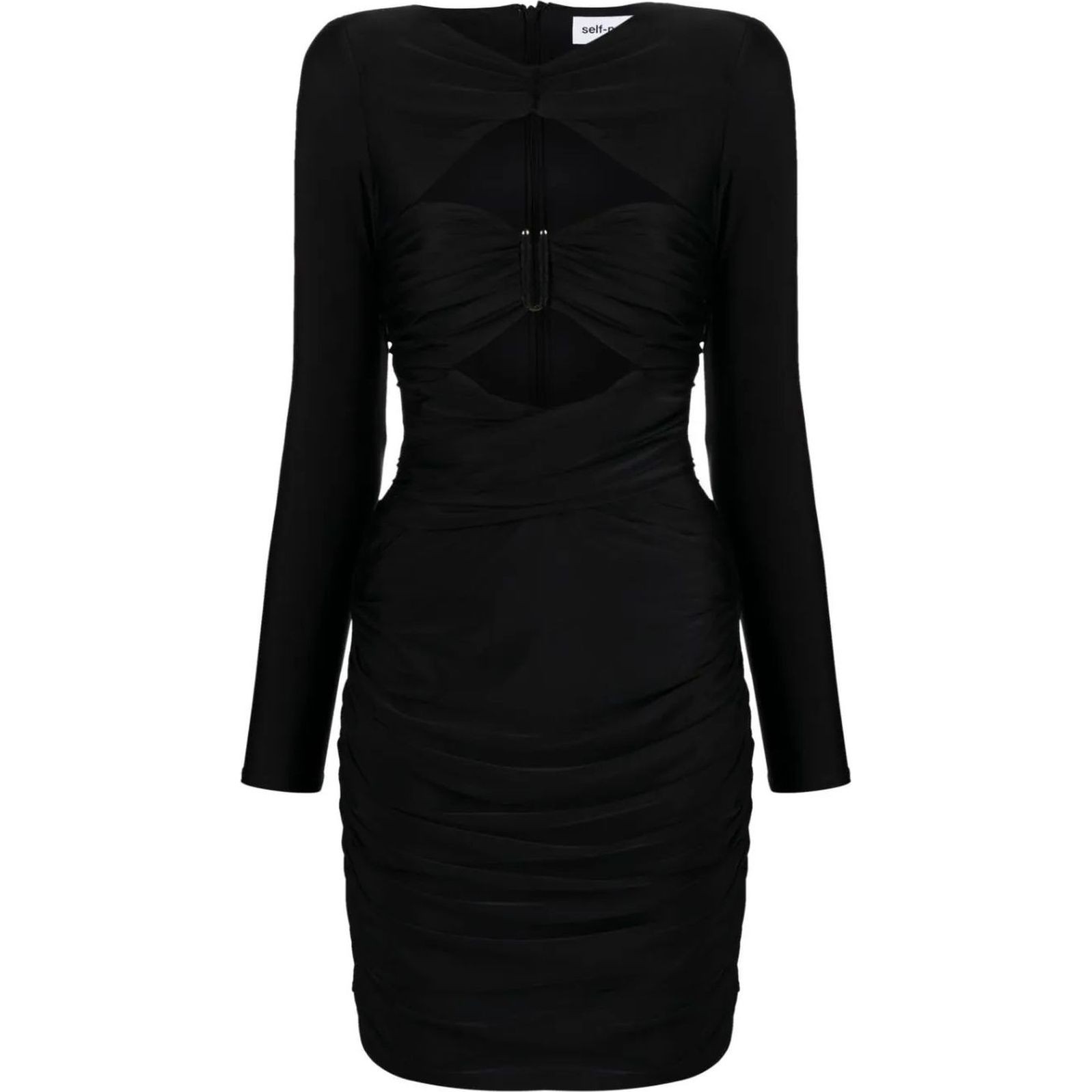 SELF PORTRAIT Mini suknelė moterims, Juoda, Black jersey mini dress 1