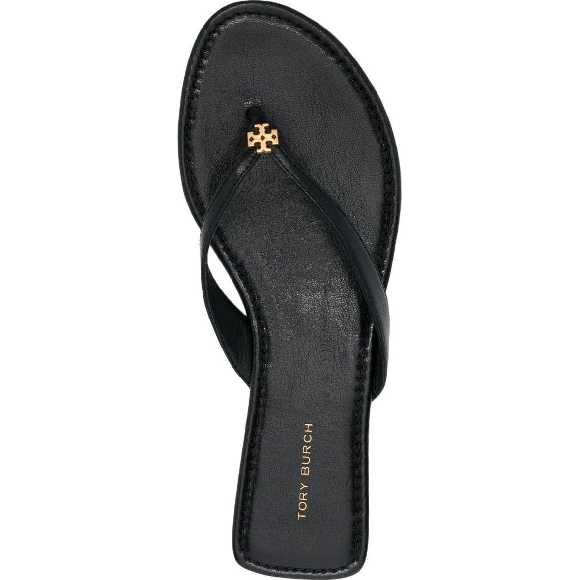 TORY BURCH Pliažo šlepetės per pirštą moterims, Juoda, Capri leather flip flop 4