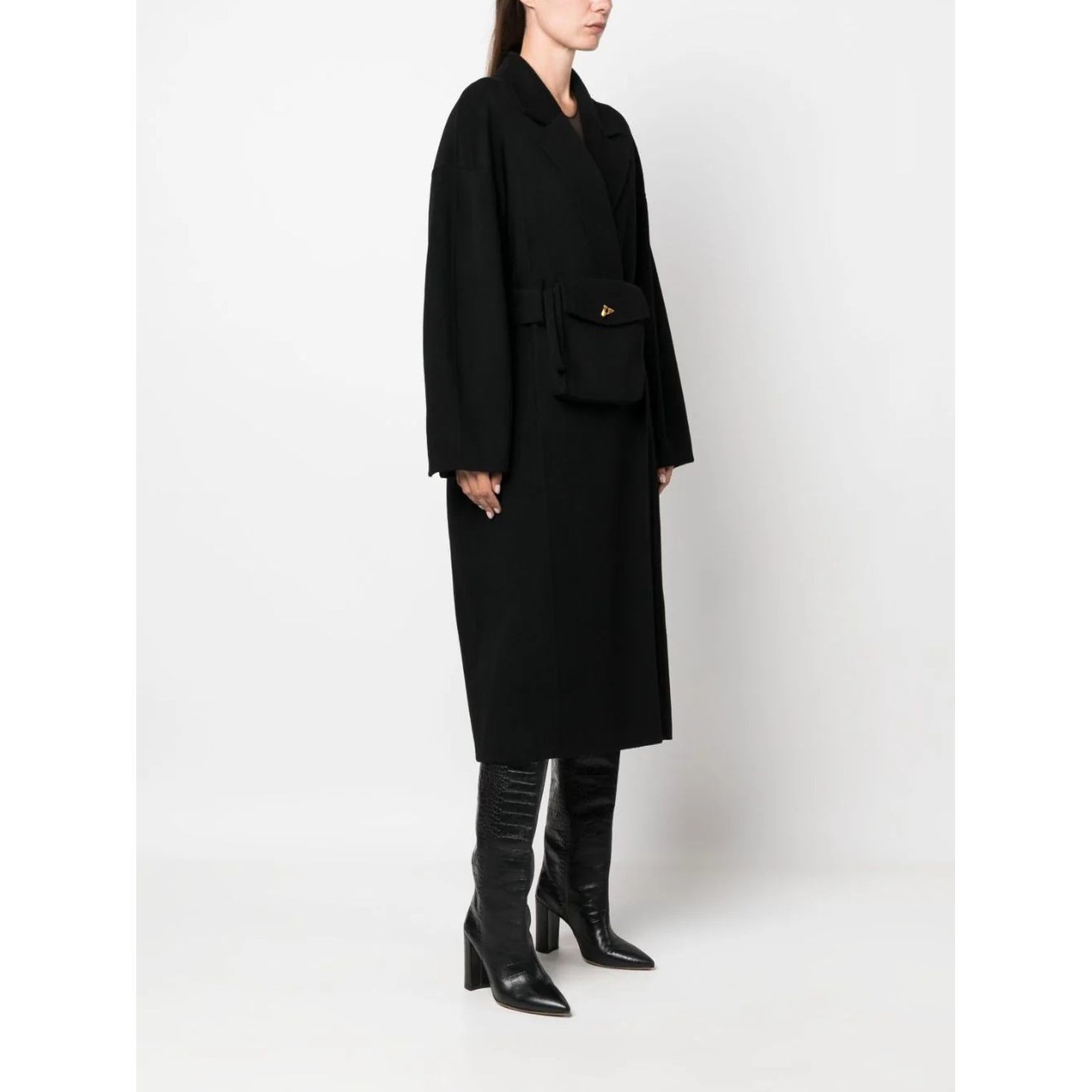 AERON Paltas moterims, Juoda, Silk blend short coat 2