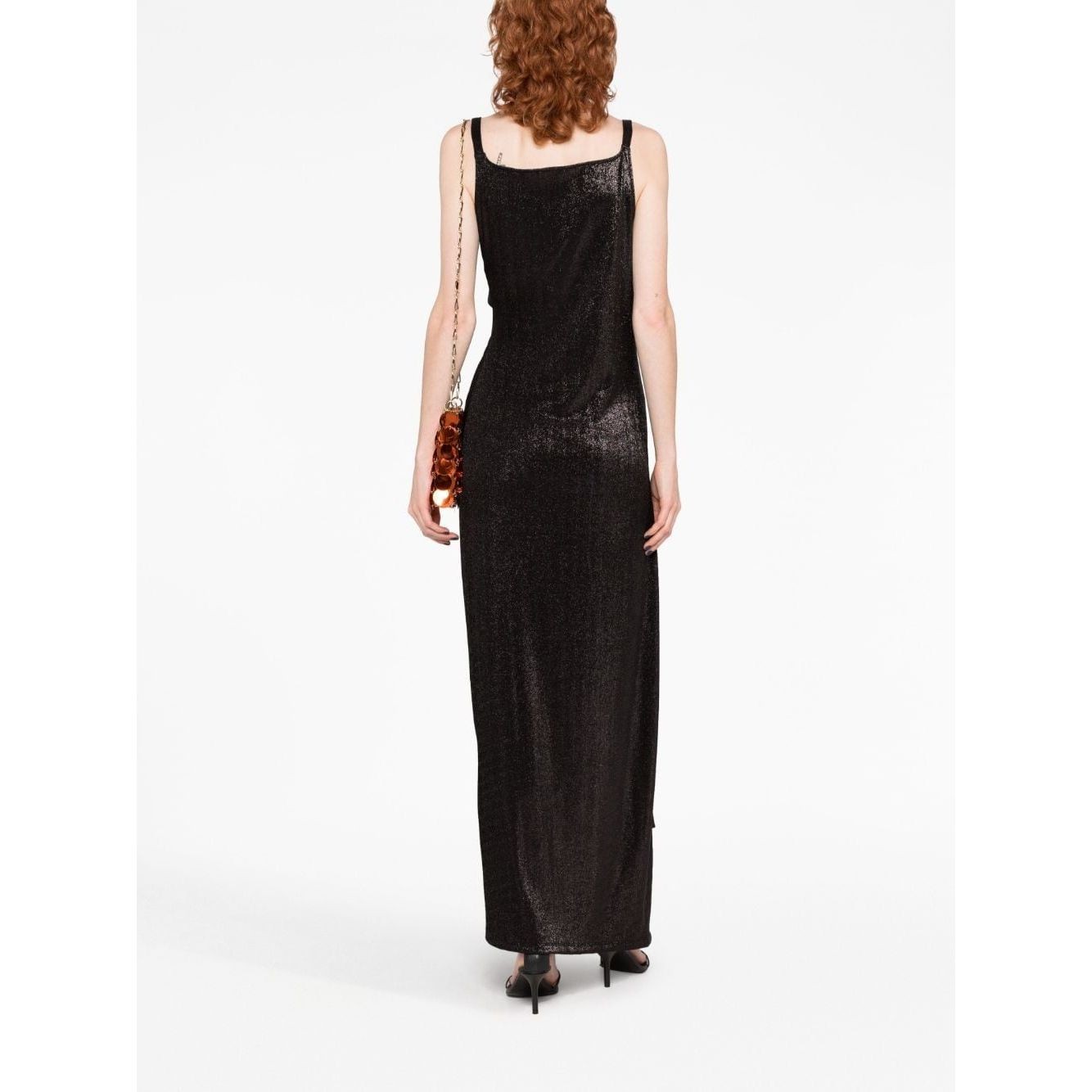 PACO RABANNE Maxi suknelė moterims, Juoda, Asymmetric mixi dress 3