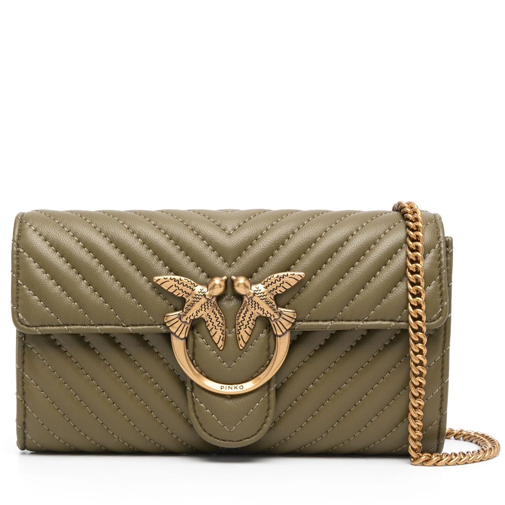 PINKO Piniginė moterims, Žalia, Love mini icon wallet c 1