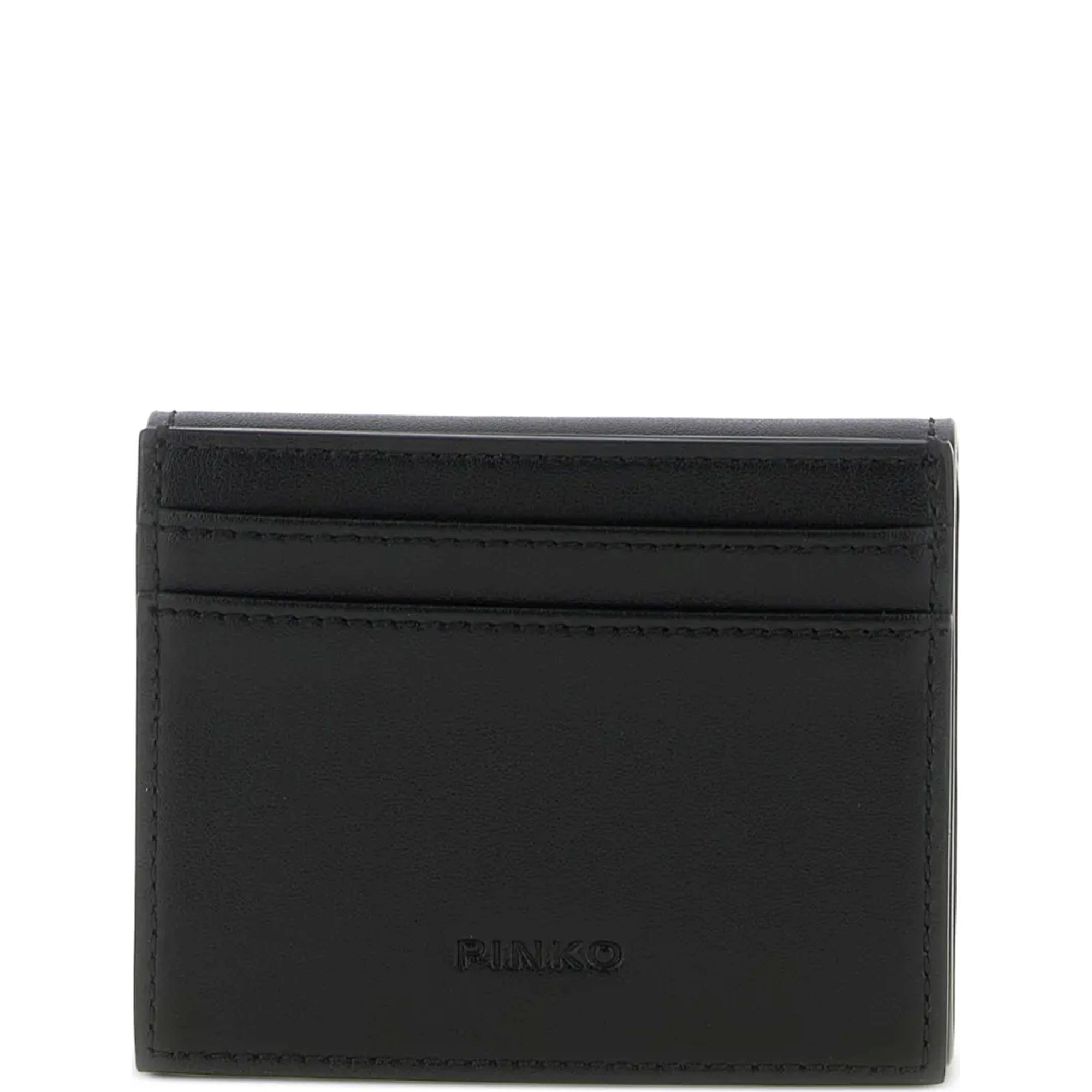 PINKO Piniginė moterims, Juoda, Saddle wallet vitello morbido 2