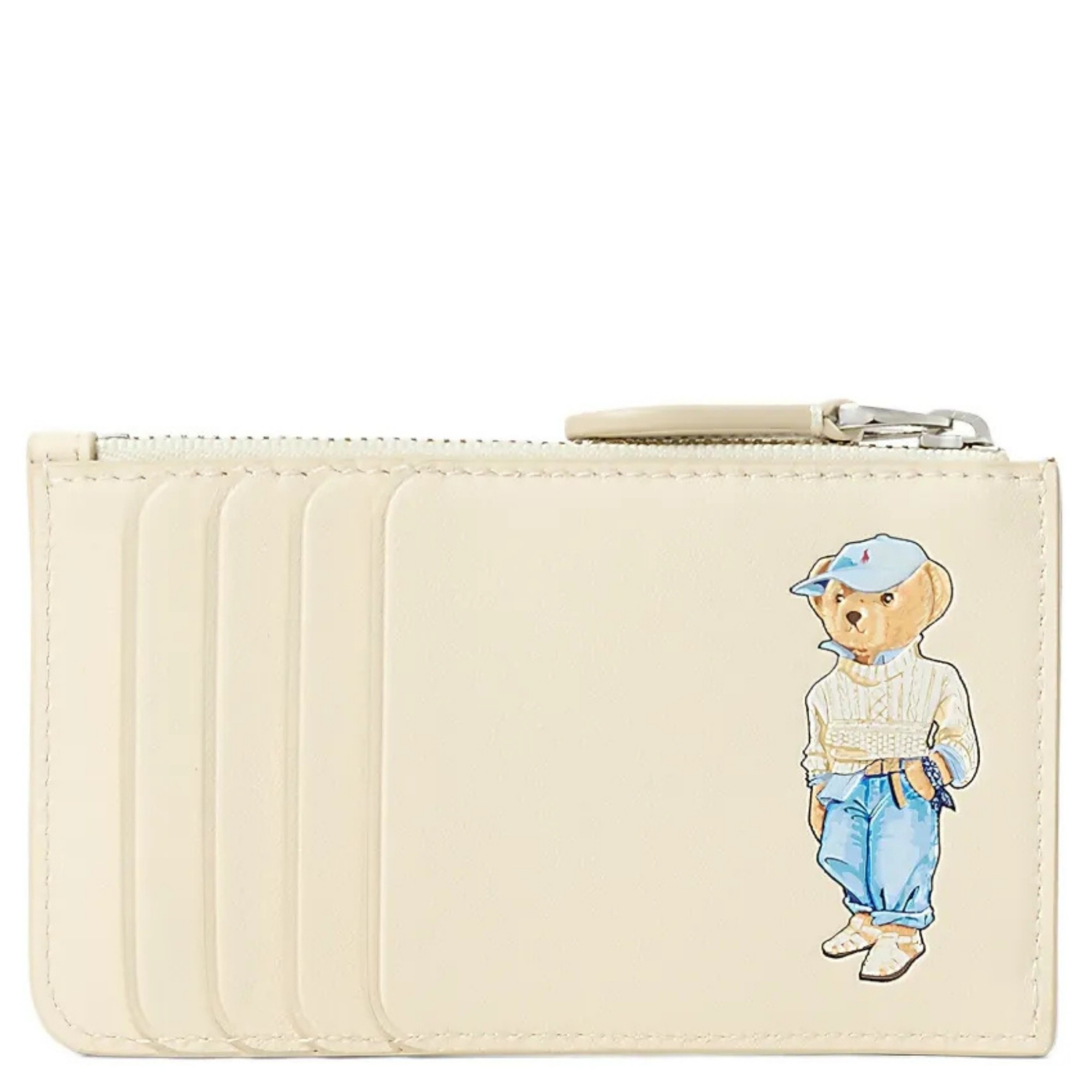 POLO RALPH LAUREN Kortelių dėklas moterims, Smėlio, Pply zp c-card case-small 1