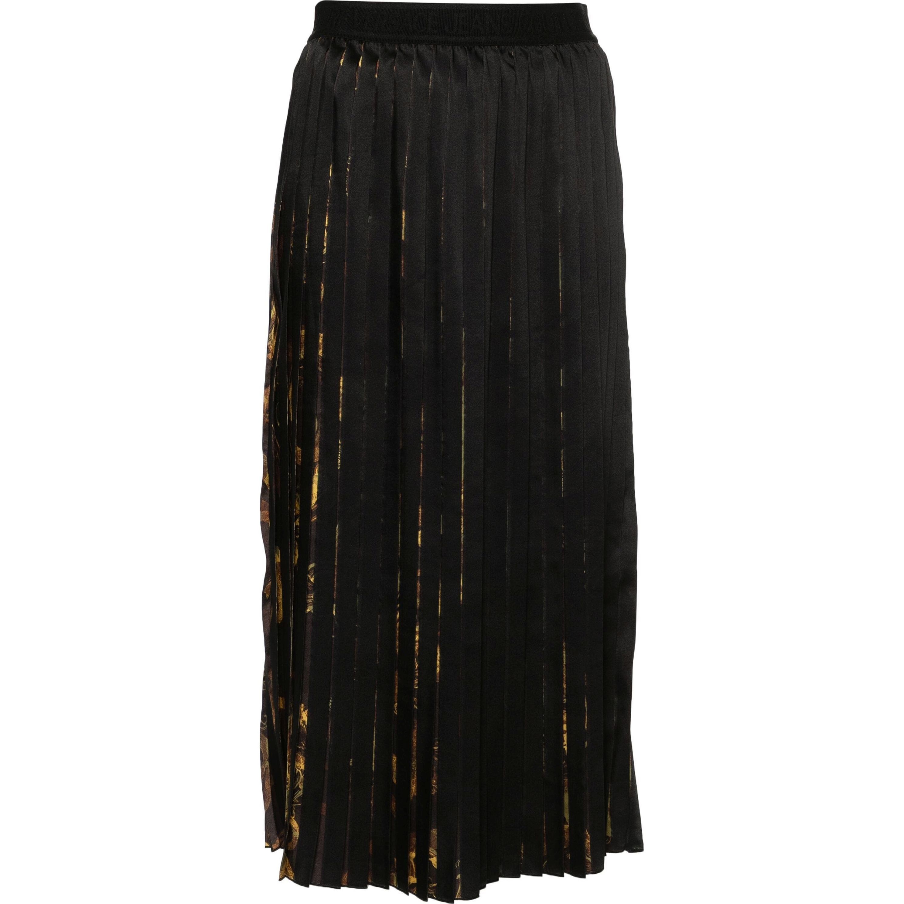 VERSACE JEANS CUTURE Midi sijonas moterims, Juoda, Watercolour couture midi skirt