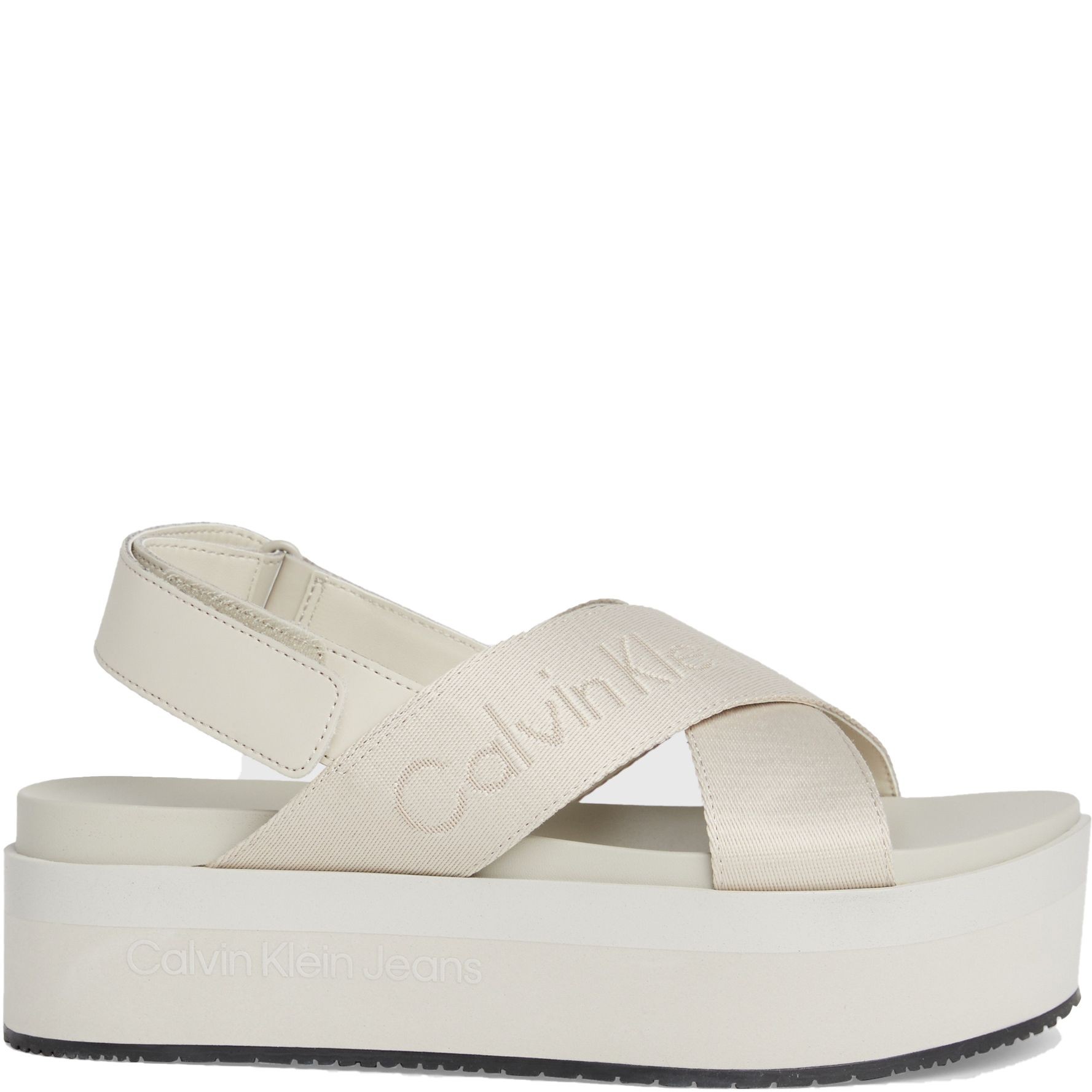 CALVIN KLEIN JEANS Basutės moterims, Smėlio, Flatform sandal sling 2