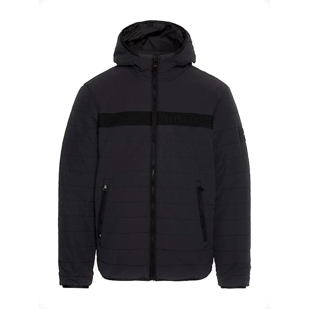 TOMMY HILFIGER Pūkinė striukė vyrams, Juoda, Gmd padded hooded jacket 1