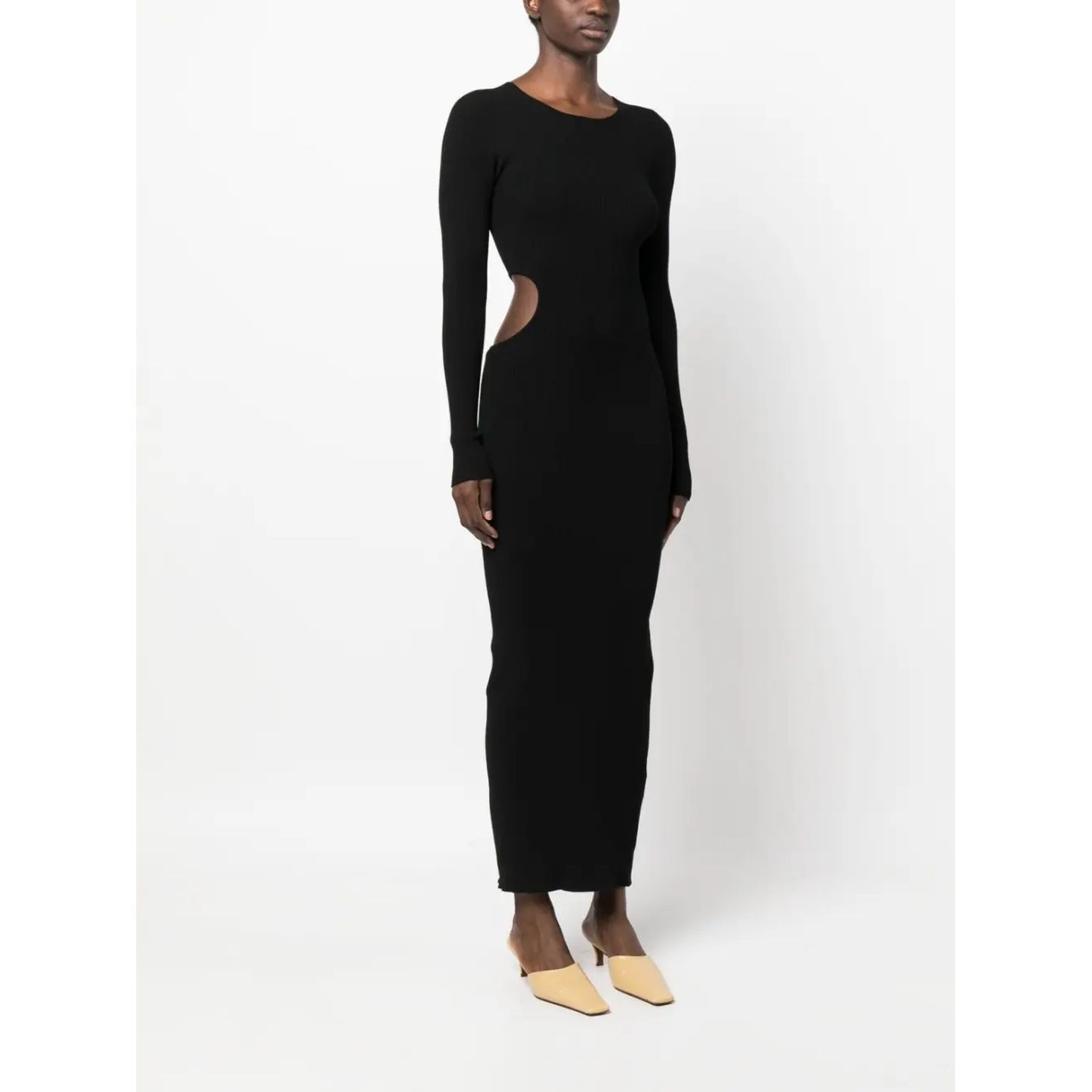 AERON Maxi suknelė moterims, Juoda, Ribbed cut-out maxi dress 2