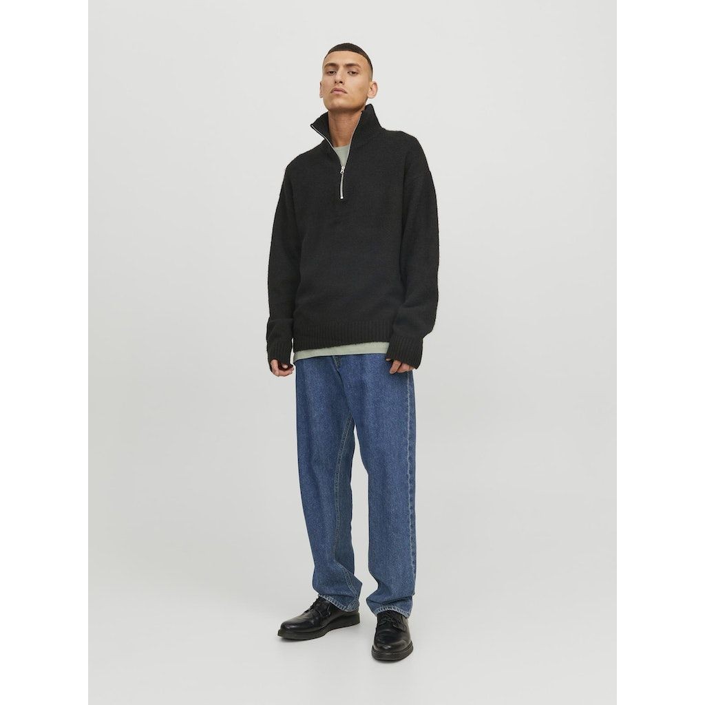 JACK & JONES Megztinis vyrams, Juoda, JOROLLIE KNIT HALF ZIP 5