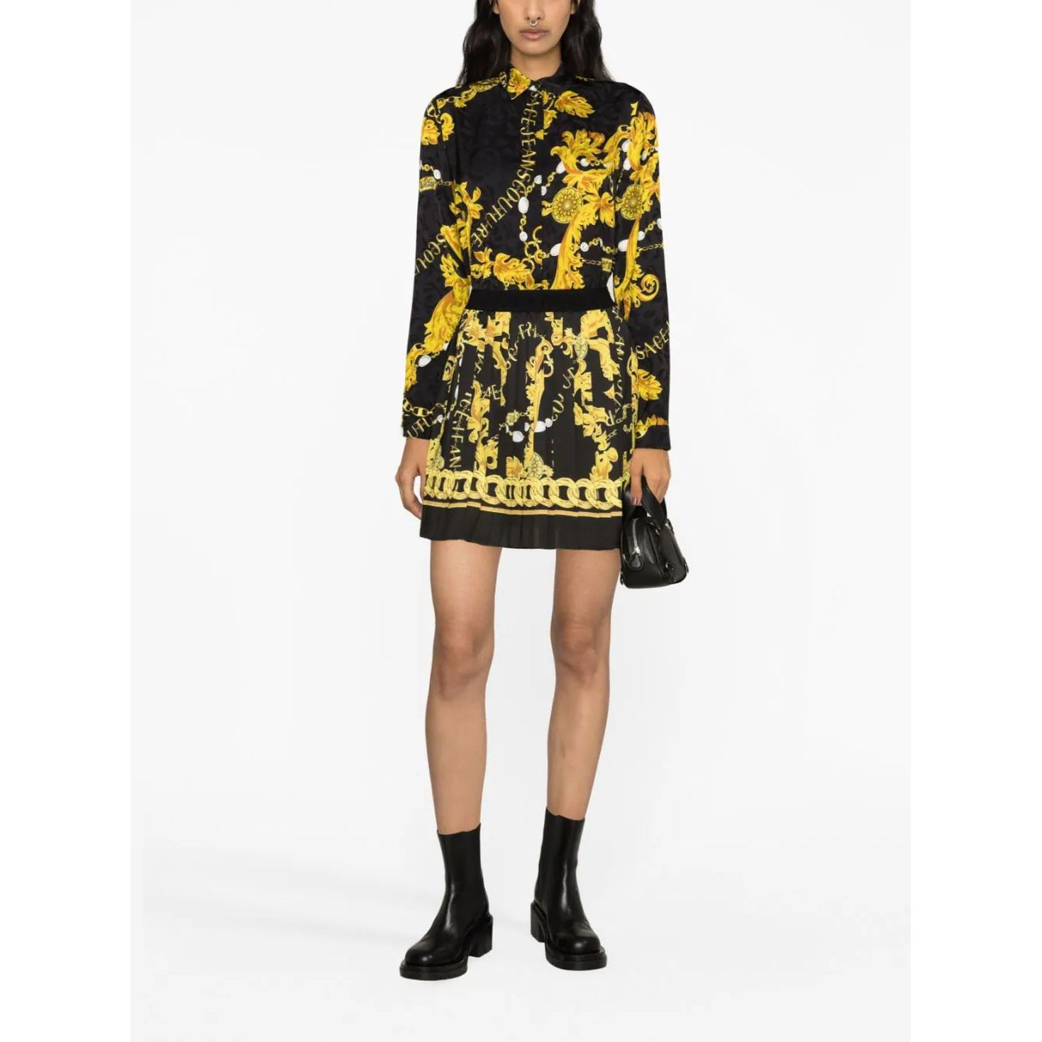 VERSACE JEANS CUTURE Marškiniai ilgomis rankovėmis moterims, Juoda, Chain couture shirt 2