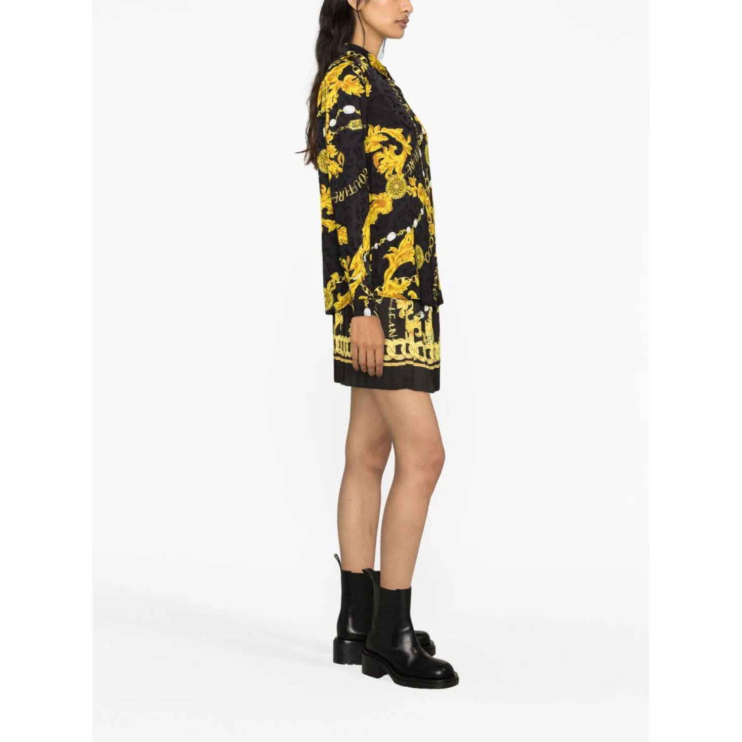 VERSACE JEANS CUTURE Marškiniai ilgomis rankovėmis moterims, Juoda, Chain couture shirt 3