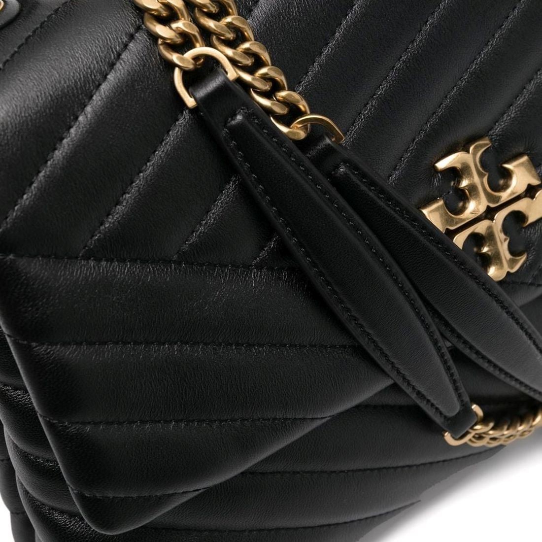 TORY BURCH Rankinė per petį moterims, Juoda, Kira chevron shoulder bag 4