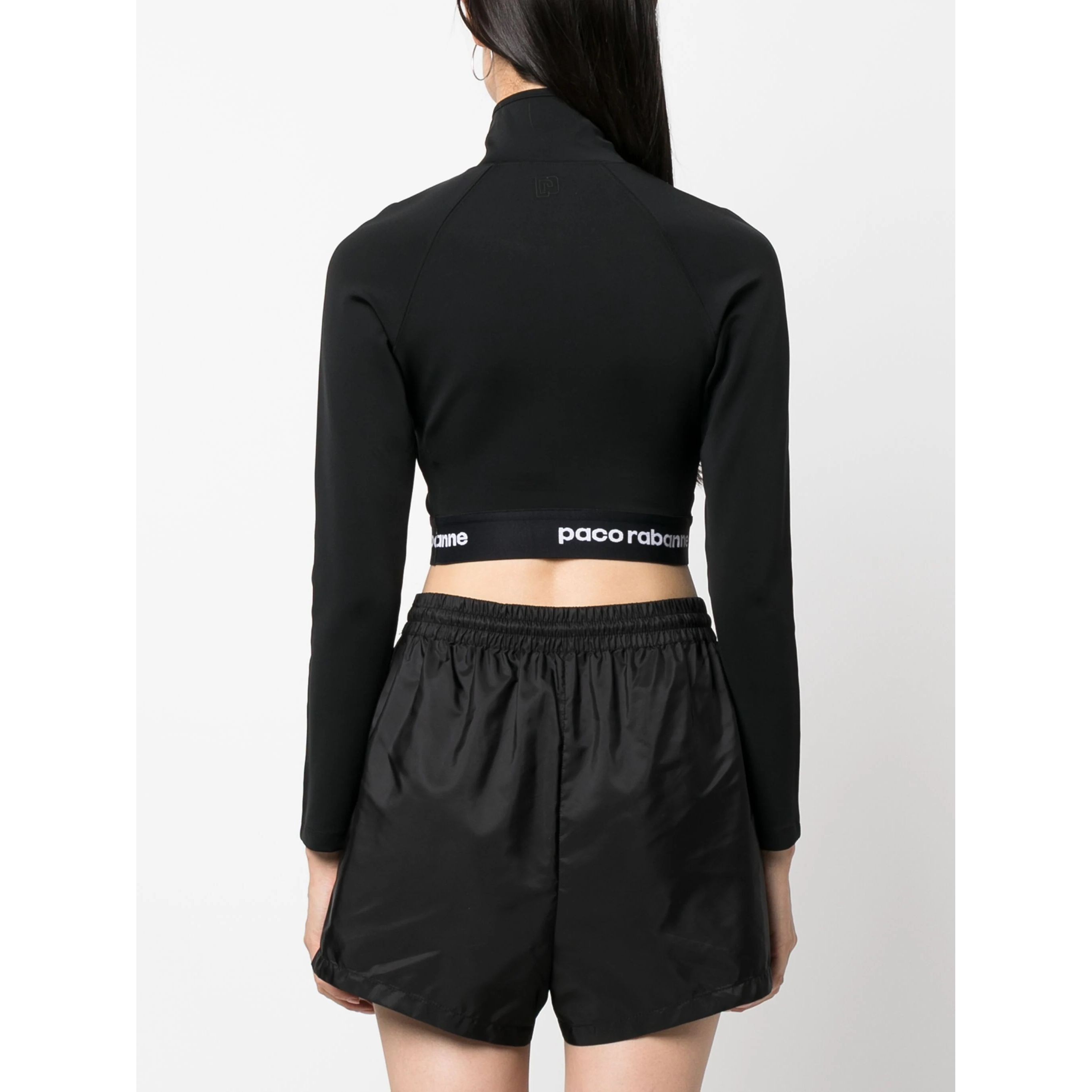 PACO RABANNE Trumpinti marškinėliai moterims, Juoda, Crop top 3